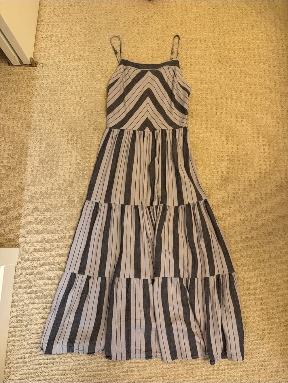 Splendid Navy and Light Blue Striped Maxi Dress